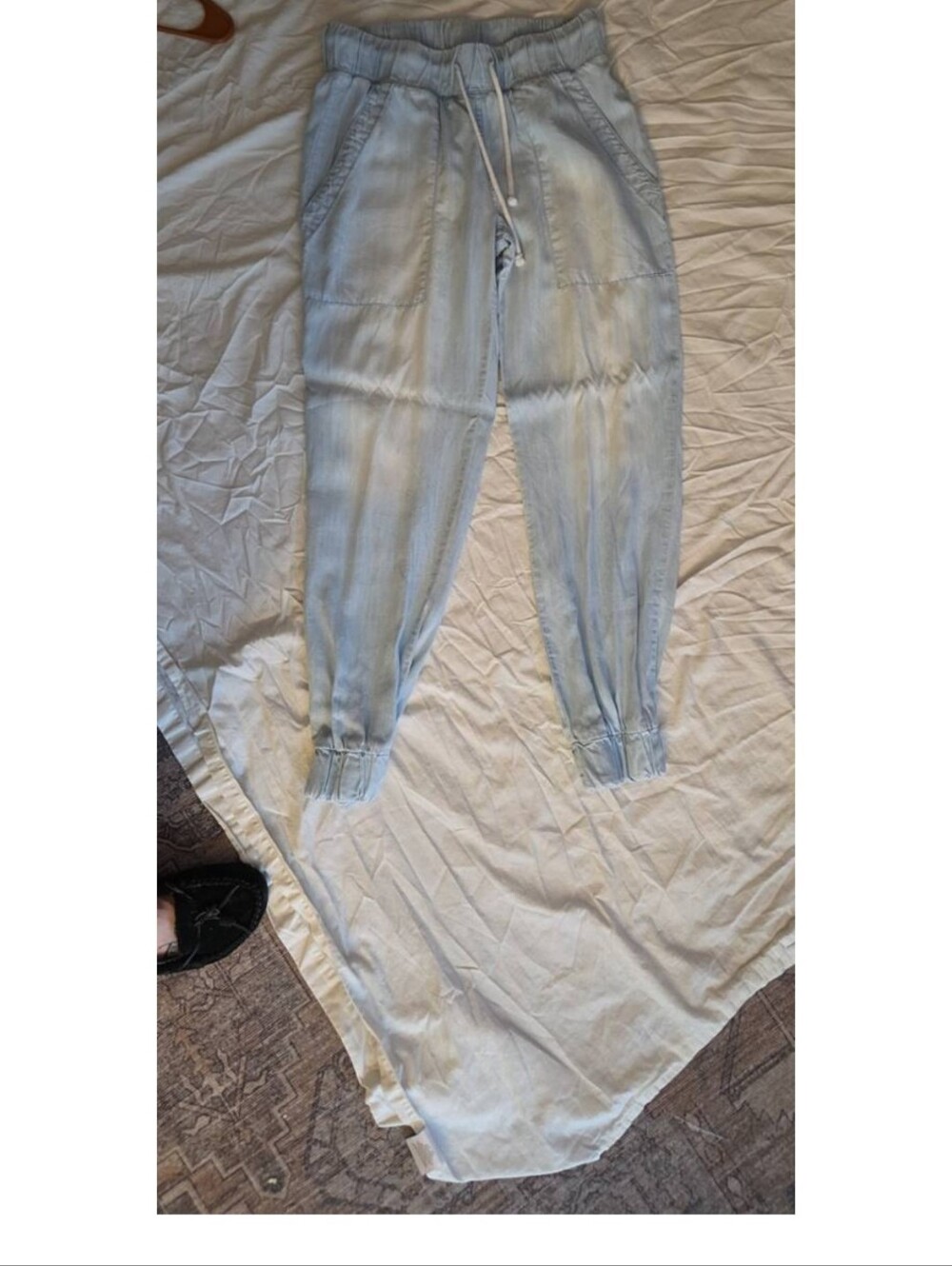 Soft Surroundings "Just Living" Tencel Utility Jogger Pants -Pale Denim Wash